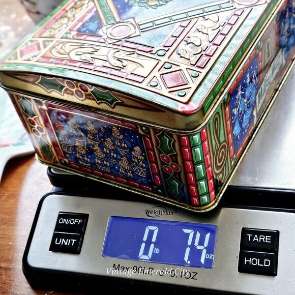 Vtg Retro Tin Box Milky Way 1998 Canister 12 Days Christmas Stained Glass Chest - Picture 3 of 15